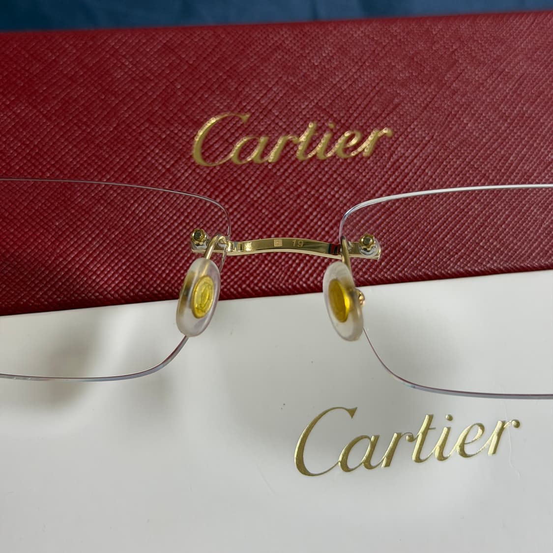 (OS) Cartier 까르띠에 C 데코 무테 안경 금장 상품이미지7