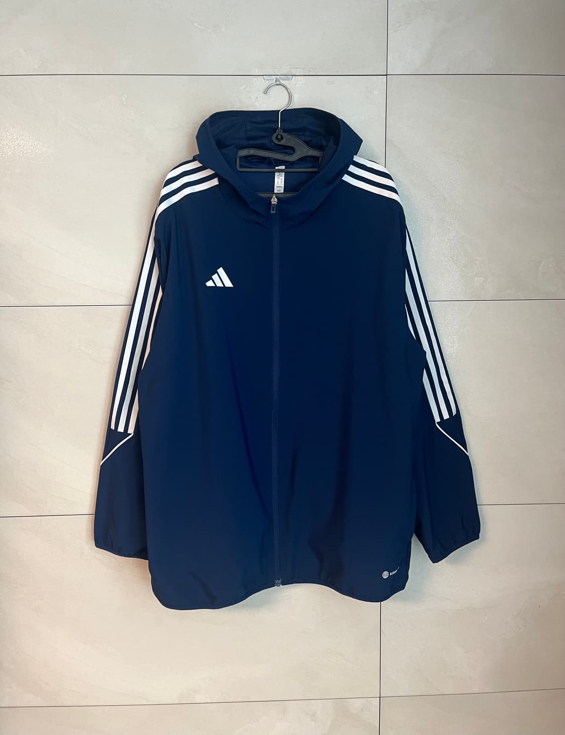 [3XL] 아디다스 삼선 후드 러닝 바람막이 네이비  상품이미지1