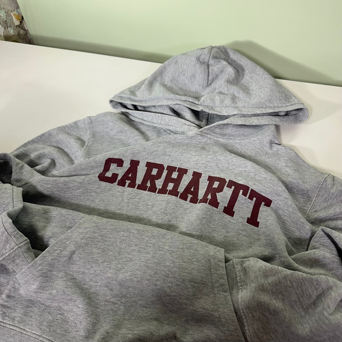 M 100 칼하트 그레이 빅로고 오버핏 코튼 후드티 상품이미지1