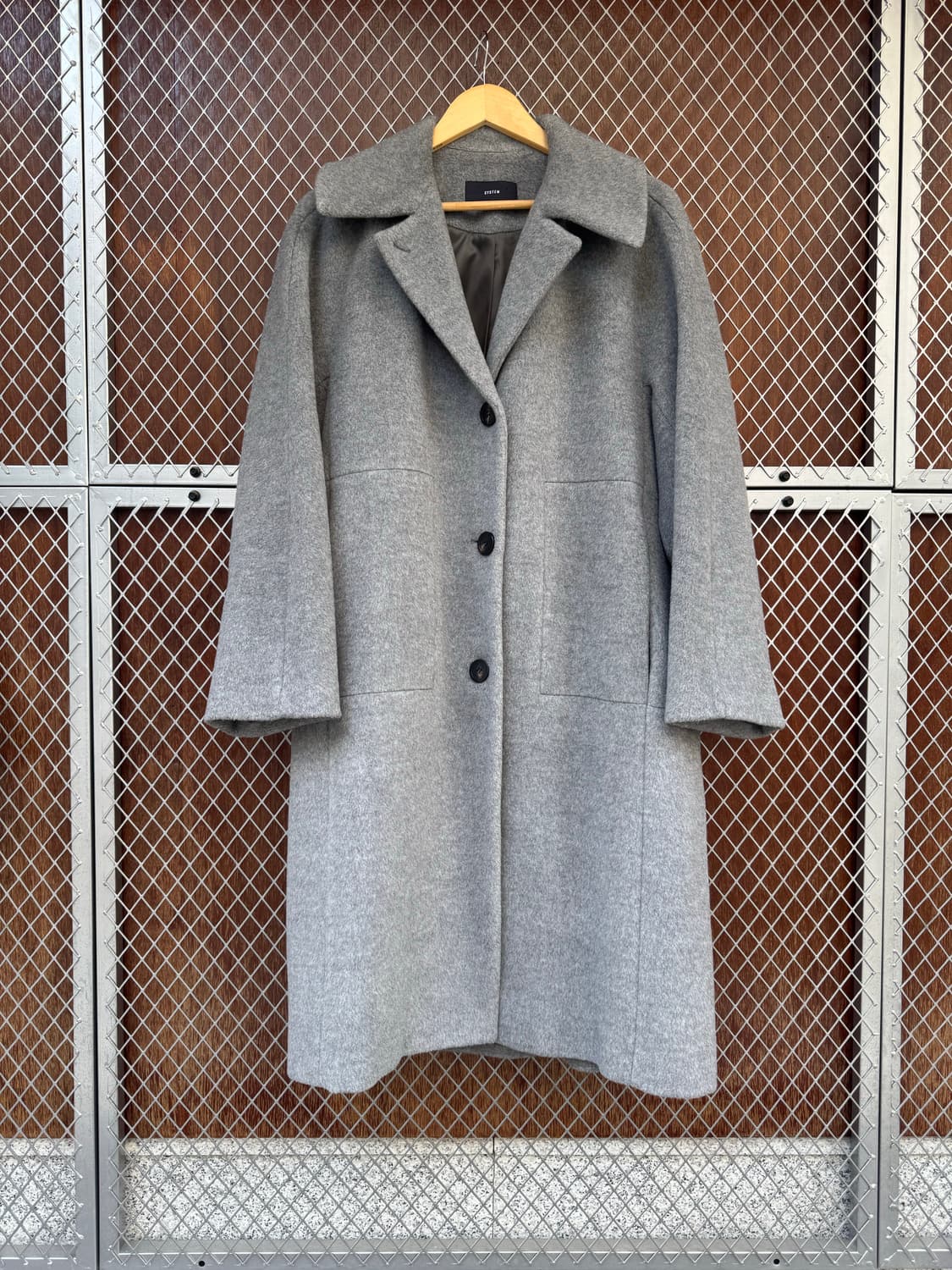 한섬 시스템 낙타 울 그레이 오버핏 롱 코트 M 상품이미지3