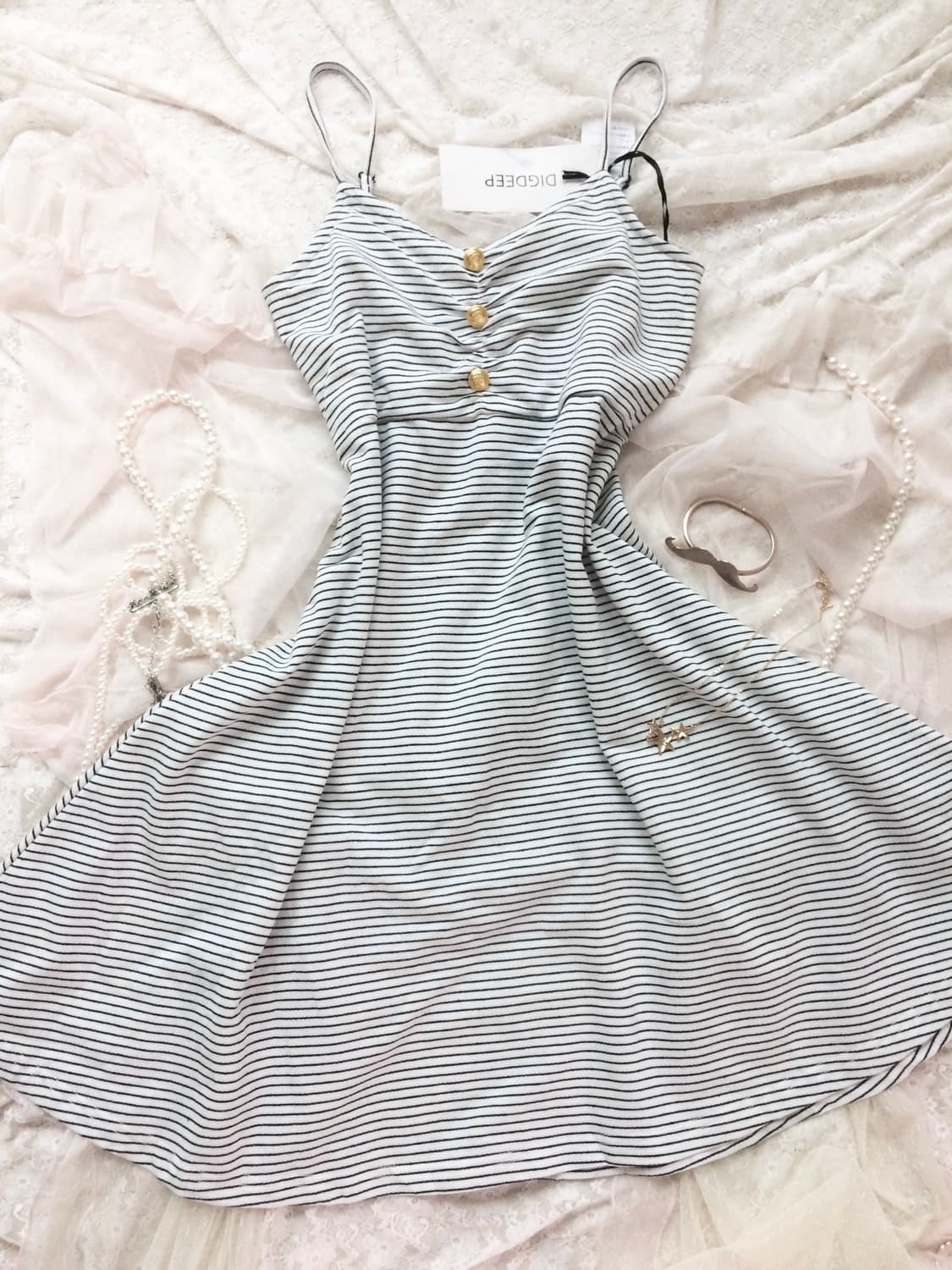 Vintage DIGDEEP Stripe Gold Button Camis 상품이미지1