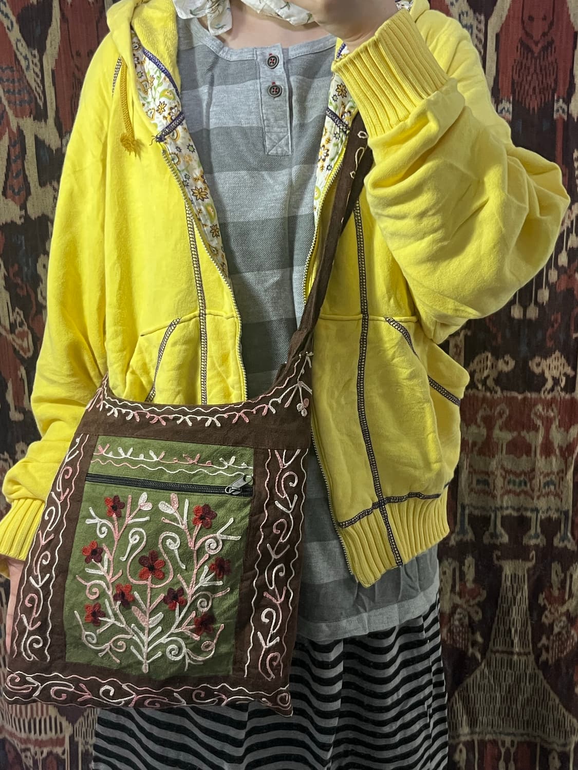 플로럴 스티치 엘로우 후드집업 상품이미지3