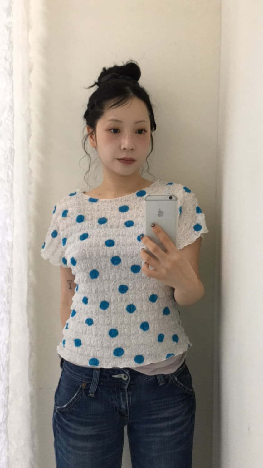 blue dot mesh top 상품이미지5