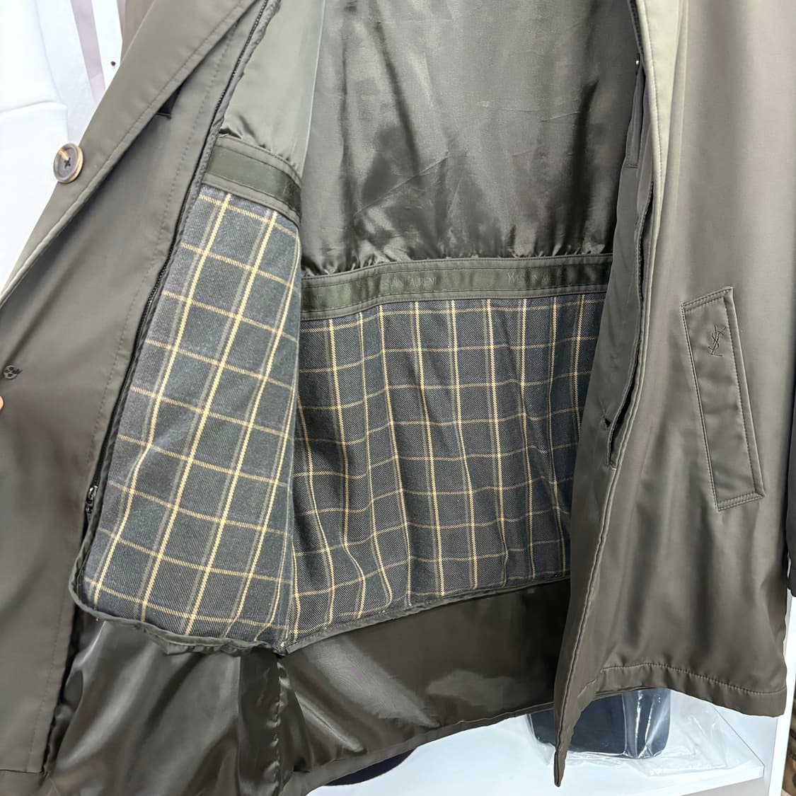 (L) 입생로랑 로고 자수 싱글 발마칸 코트 상품이미지3