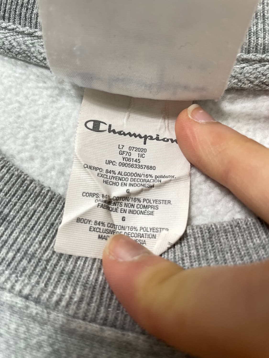 빈티지9. 챔피온 리버스위브 스몰로고 그레이 맨투맨 스웻 셔츠 단기모 상품이미지4