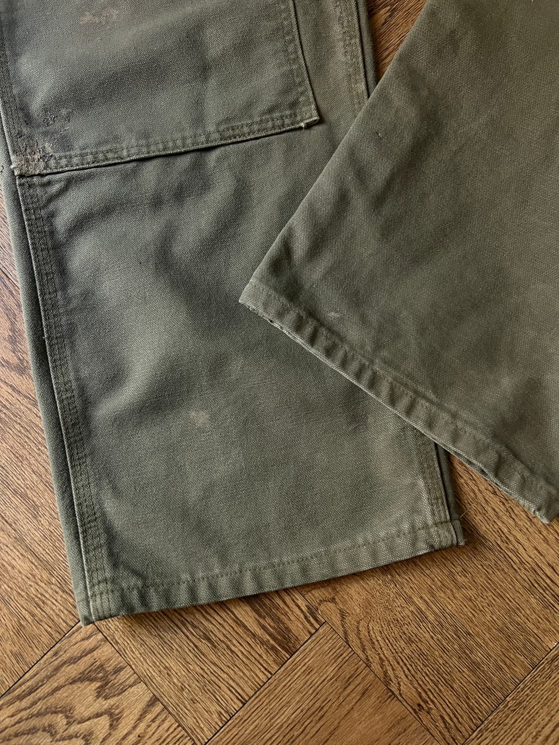 [36]칼하트 USA 더티워싱 모스그린 더블니 워크 팬츠 상품이미지6