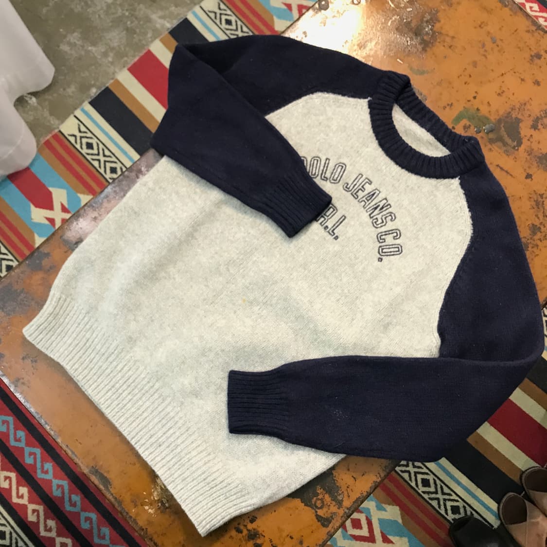 폴로랄프로렌 네이비 그레이 배색 나그랑 니트 남성 102 여성 프리사이즈 상품이미지2