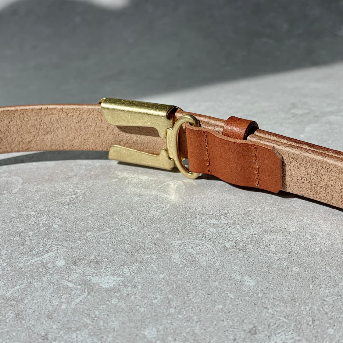 Oribell 미니멀 빈티지 골드 스틸 버클 이태리 베지터블 벨트 상품이미지7
