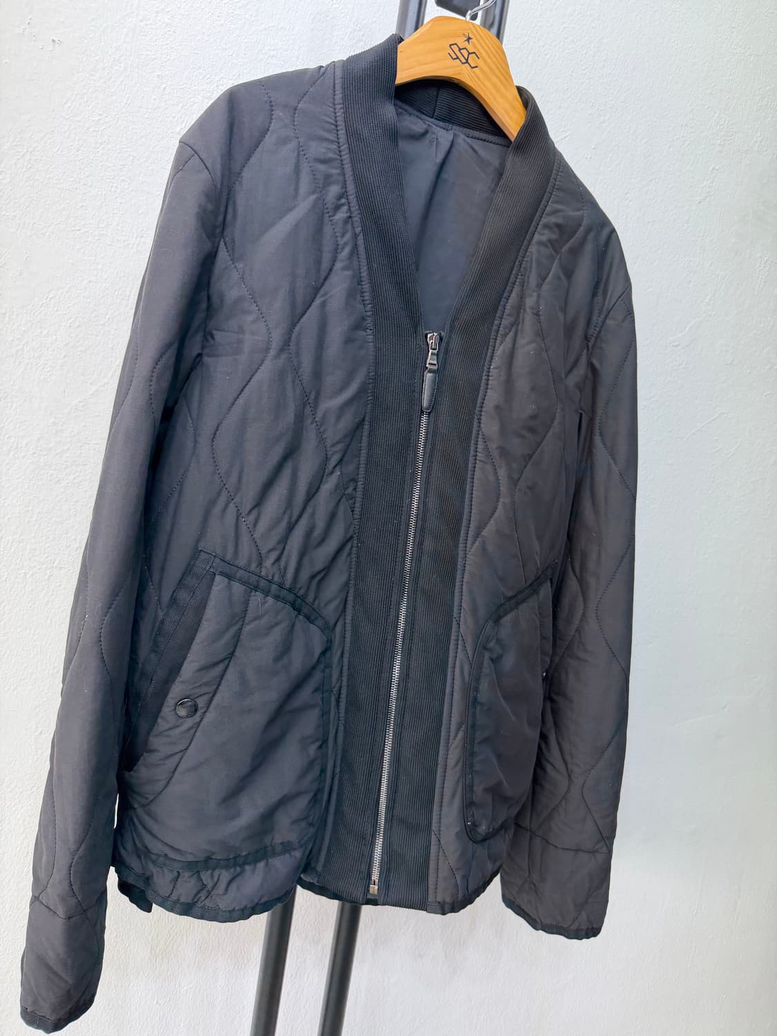 정품) 타임옴므 한섬 블랙 퀼팅 봄버 자켓 100 상품이미지2