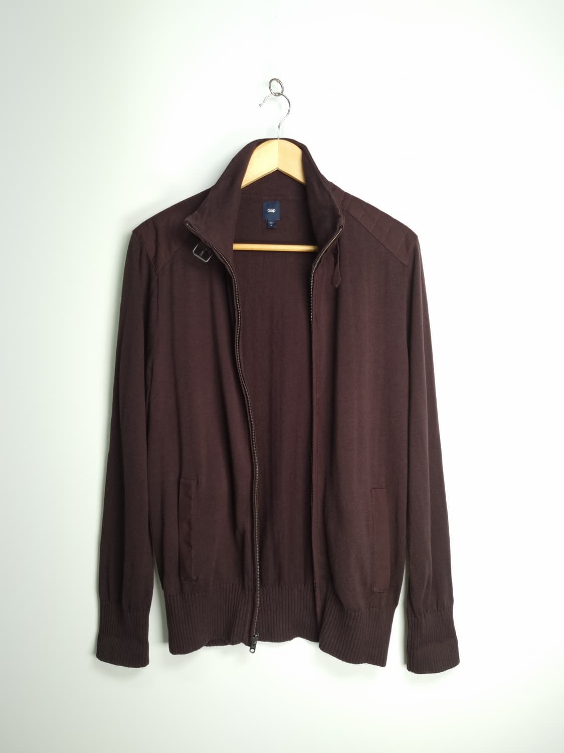 GAP 딥 브라운 버클드 풀집업 면니트 가디건 상품이미지2
