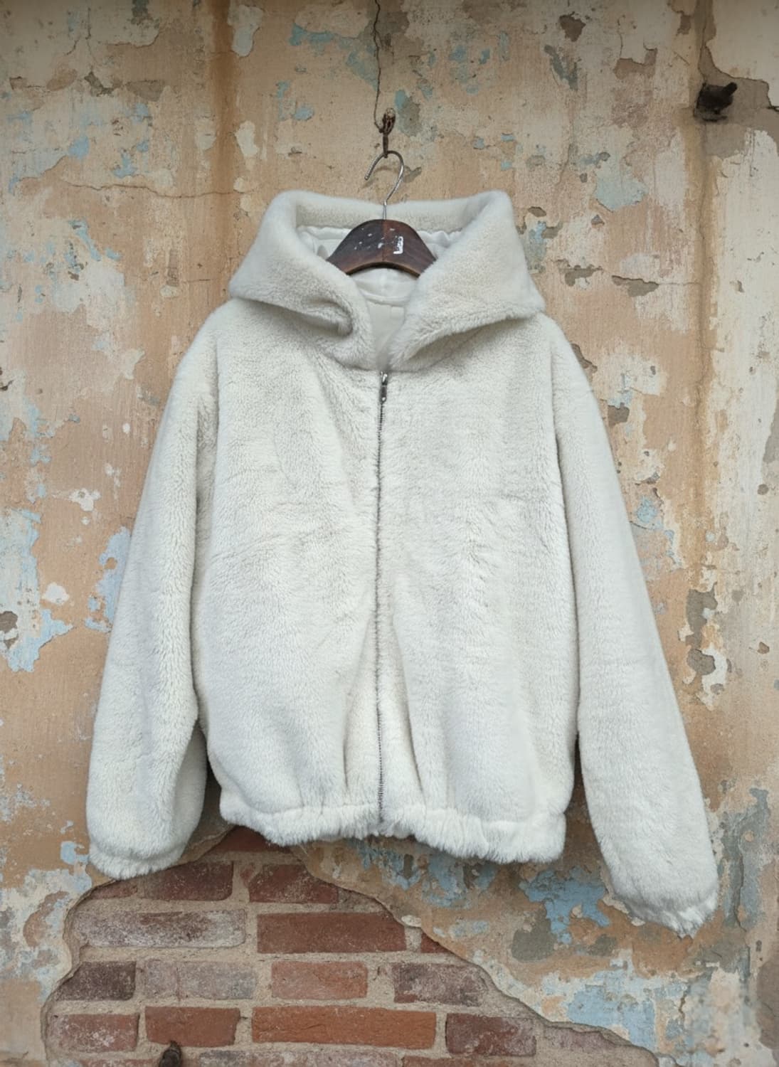 아이보리 퍼 후드 자켓 M 상품이미지1