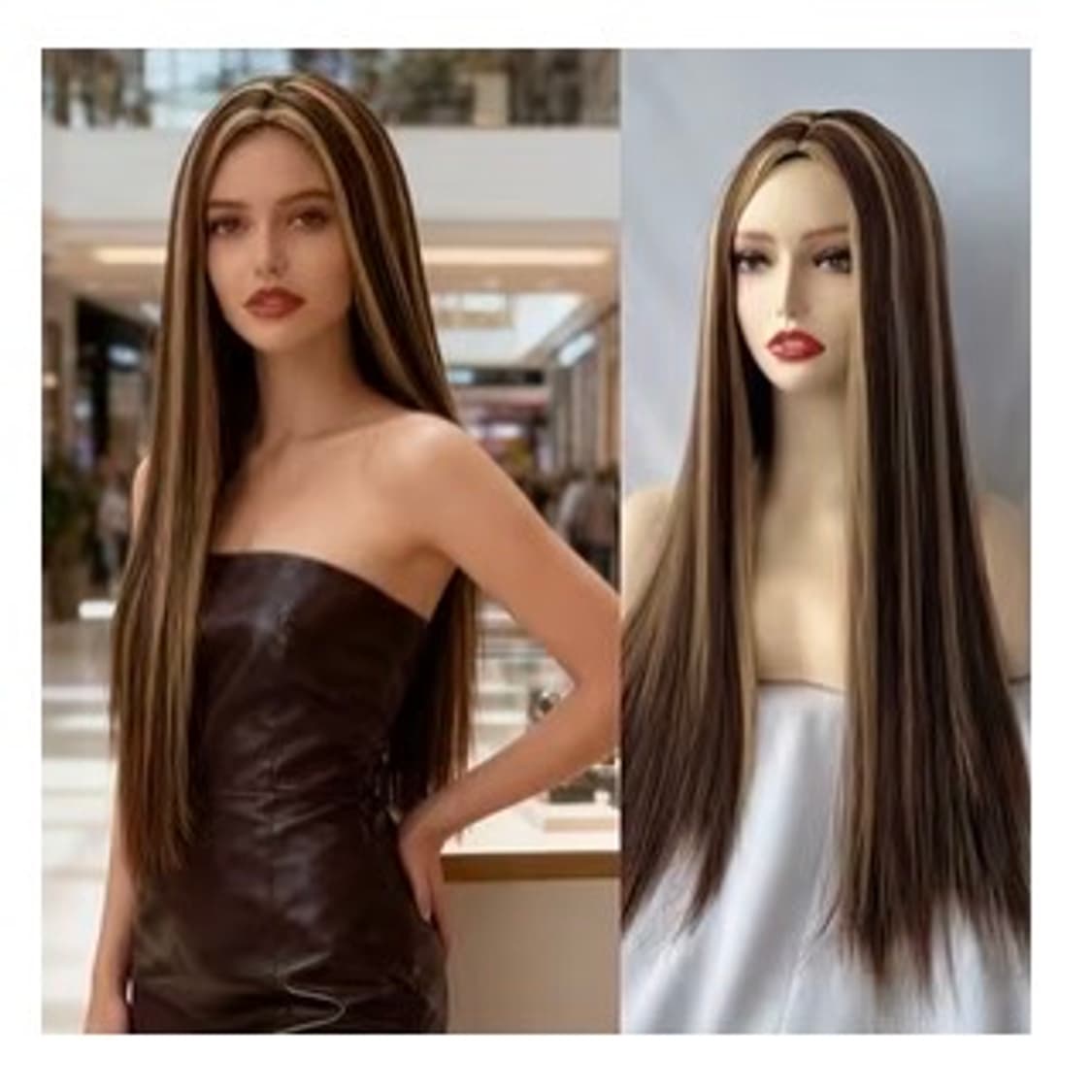 옴브레 스트레이트 브라운 금발 통가발  상품이미지1