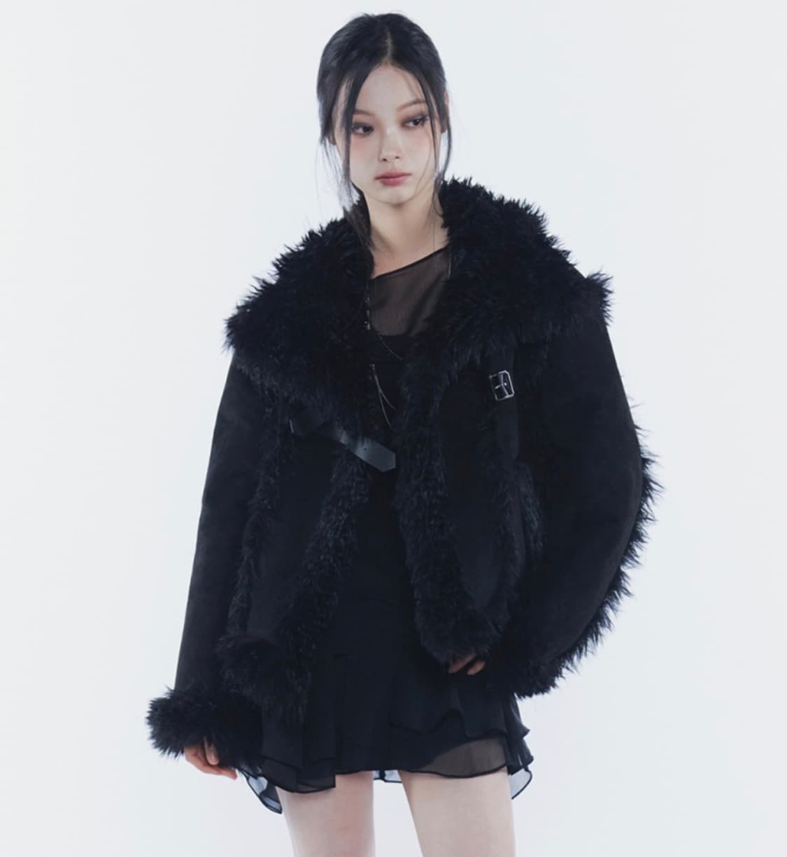 페인오어플레져 LUNA BELTED SHEARLING JACKET bla 상품이미지2