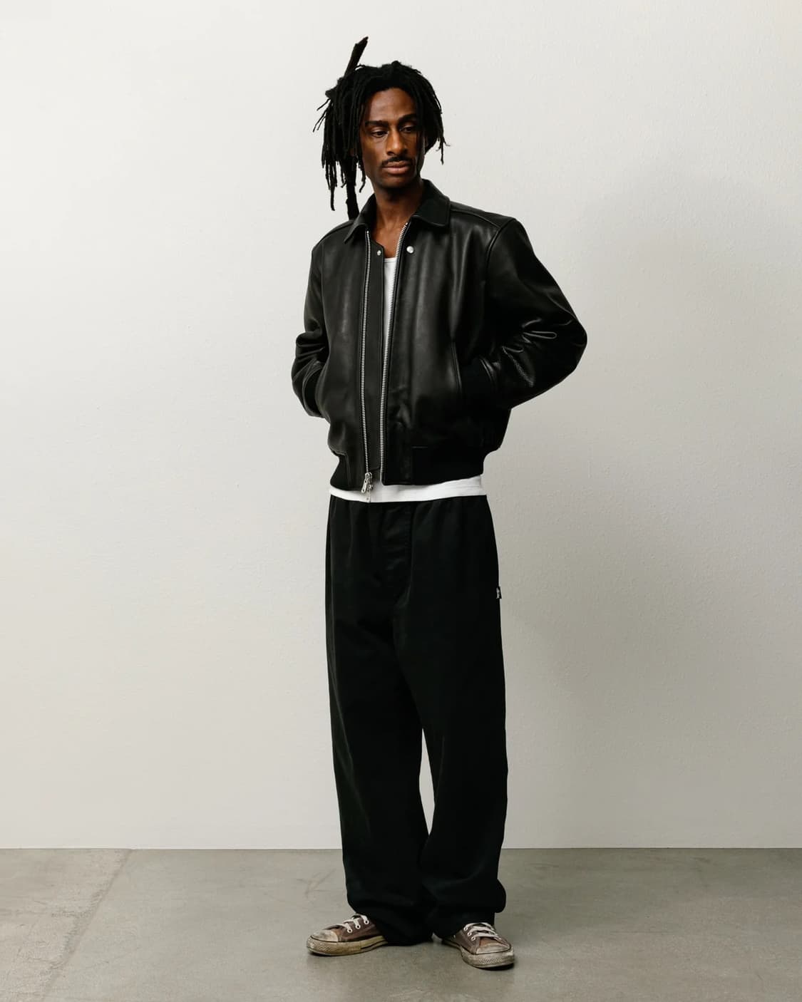 Stussy Flight Leather Jacket Black 상품이미지3