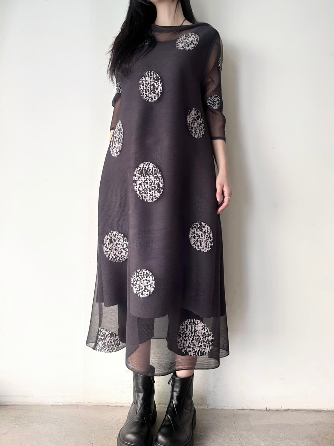 Big dot pleats ops & top / charcoal 상품이미지6