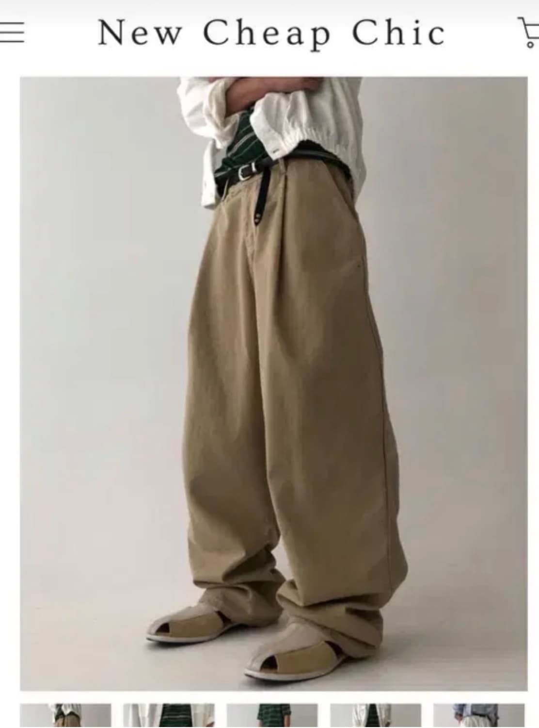 뉴치프시크 스티치 코튼 팬츠 베이지 상품이미지1