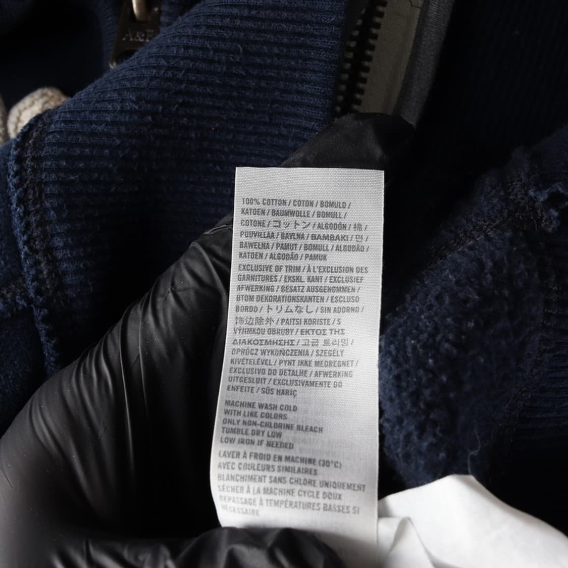 아베크롬비 92 자수 아치로고 빈티지 후드집업 네이비 S 상품이미지9