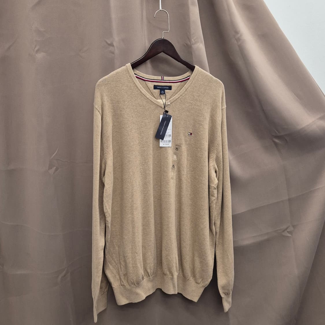 타미힐피거 브이넥 니트 베이지 XL 상품이미지1