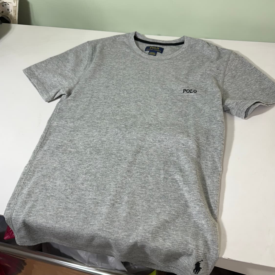 우먼S-M 폴로 랄프로렌 그레이 포니로고 와플코튼 반팔티 상품이미지5