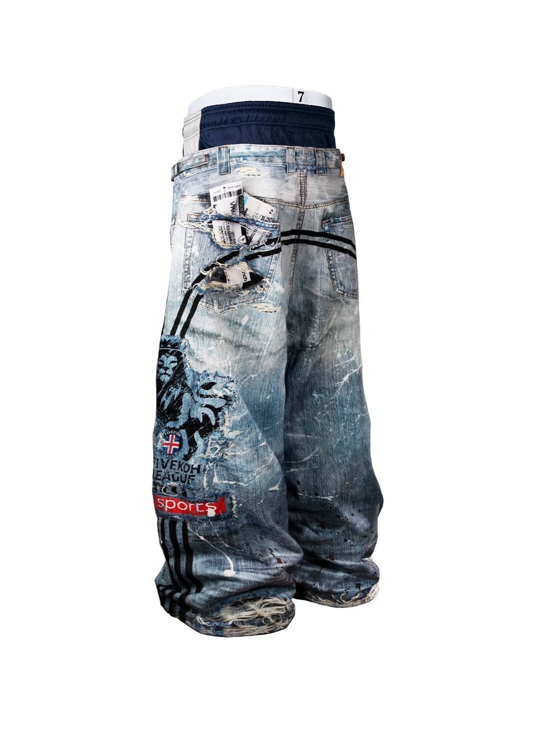 Loose Fit Layered Sagging Jeans 상품이미지3