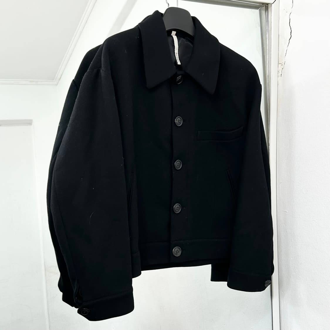 노이어 메리노울 오버핏 크롭 블루종 자켓 상품이미지2