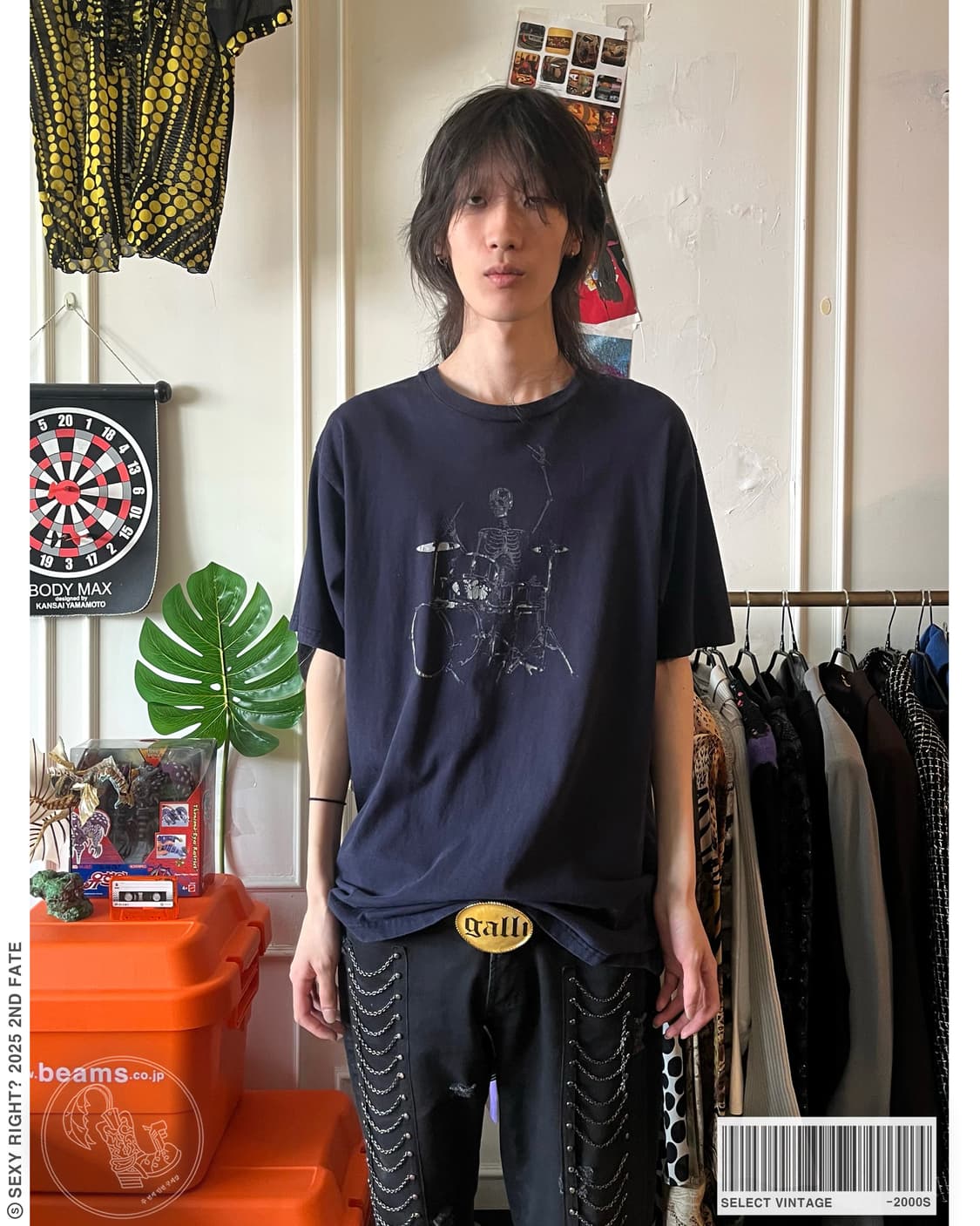 -00s Skeleton Drum Printed 1/2 T-Shirt 상품이미지1