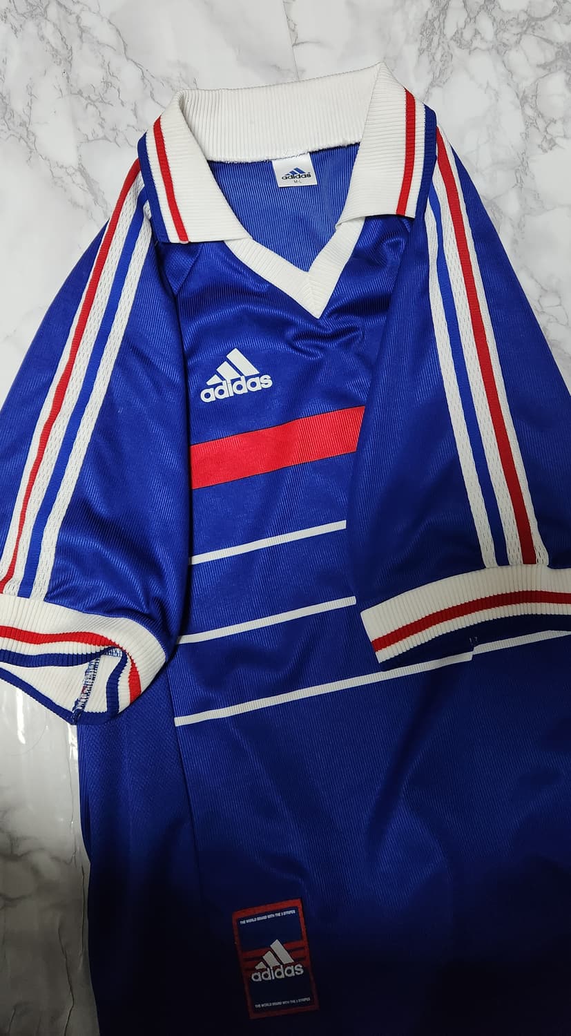 98-99 프랑스 홈 기반 커스텀 아이다스 유니폼 반팔 상품이미지2