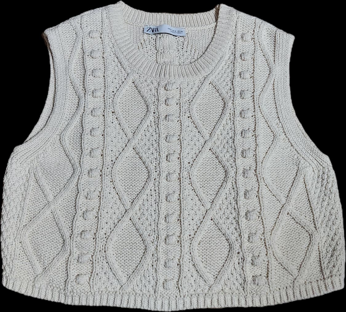 자라 베이지 니트 베스트 폼폼 크롭 조끼 상품이미지1