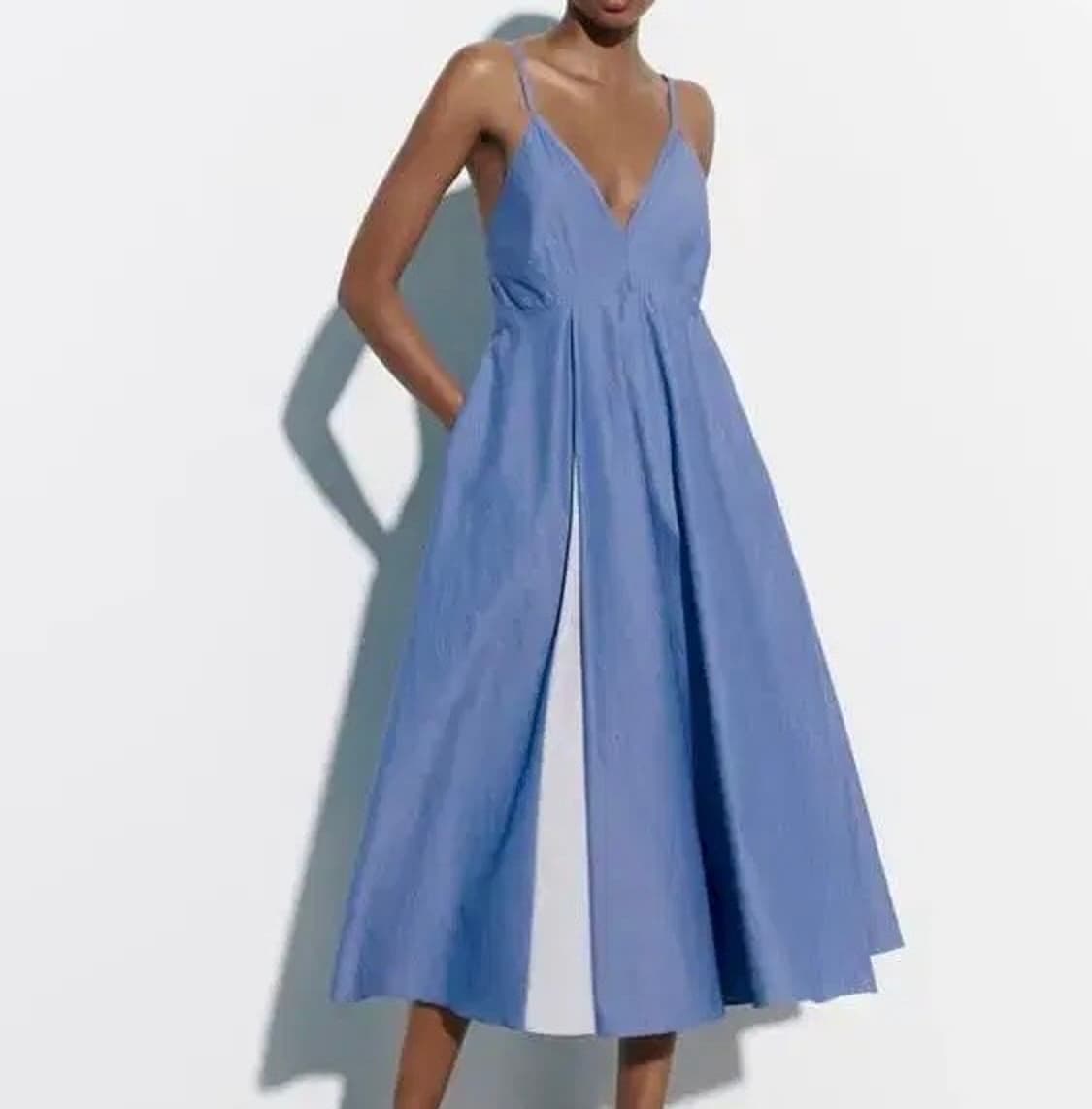 Zara 자라 스트라이프 포플린 원피스 상품이미지1