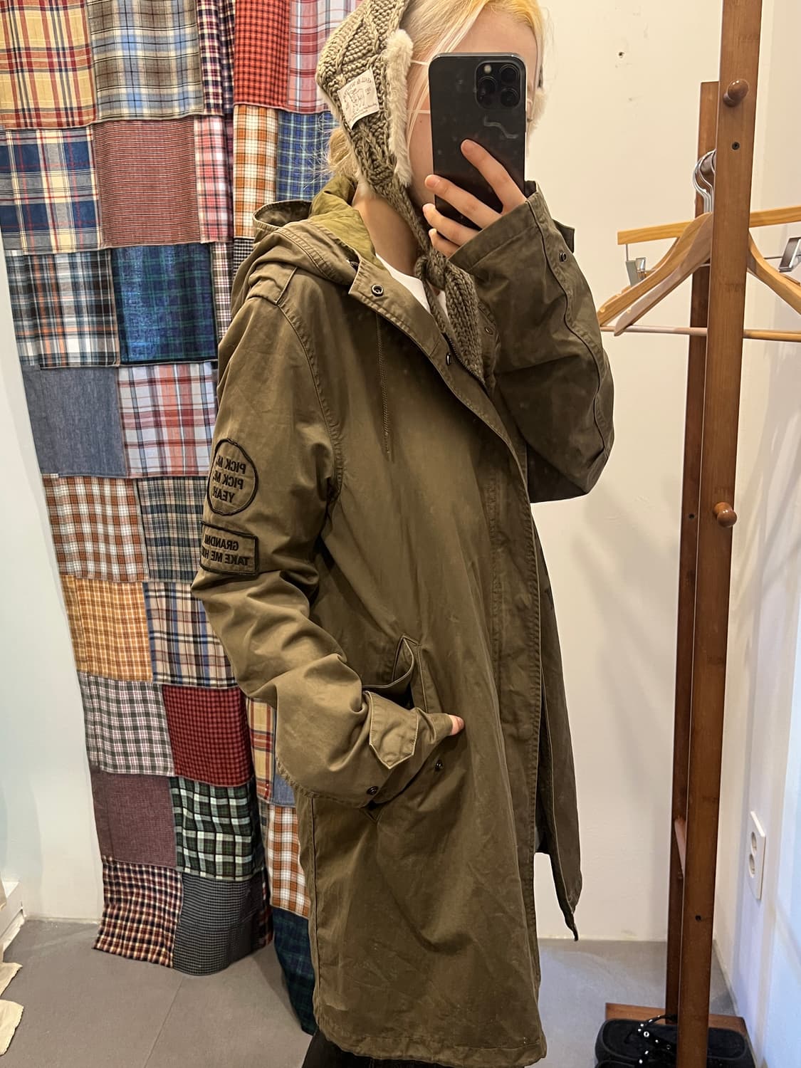 히스테릭글래머 카키 레터링 롱 파카 상품이미지4