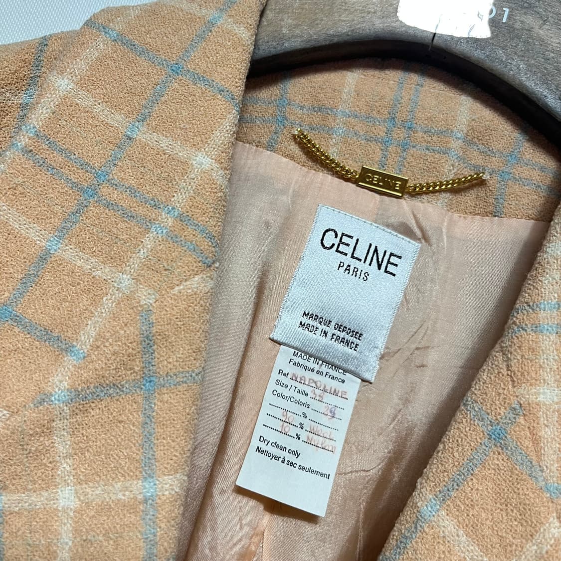 셀린느 빈티지 체크 울 자켓 상품이미지2