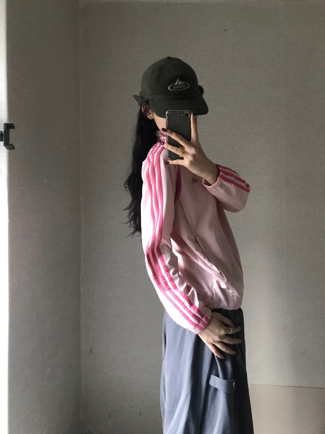 아디다스 연핑크 삼선 바람막이 상품이미지5