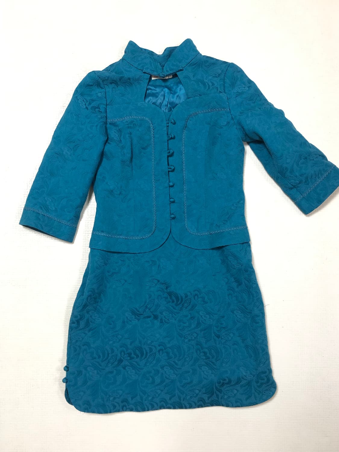 빈티지 청록 오리엔탈 자카드 원피스 상품이미지10