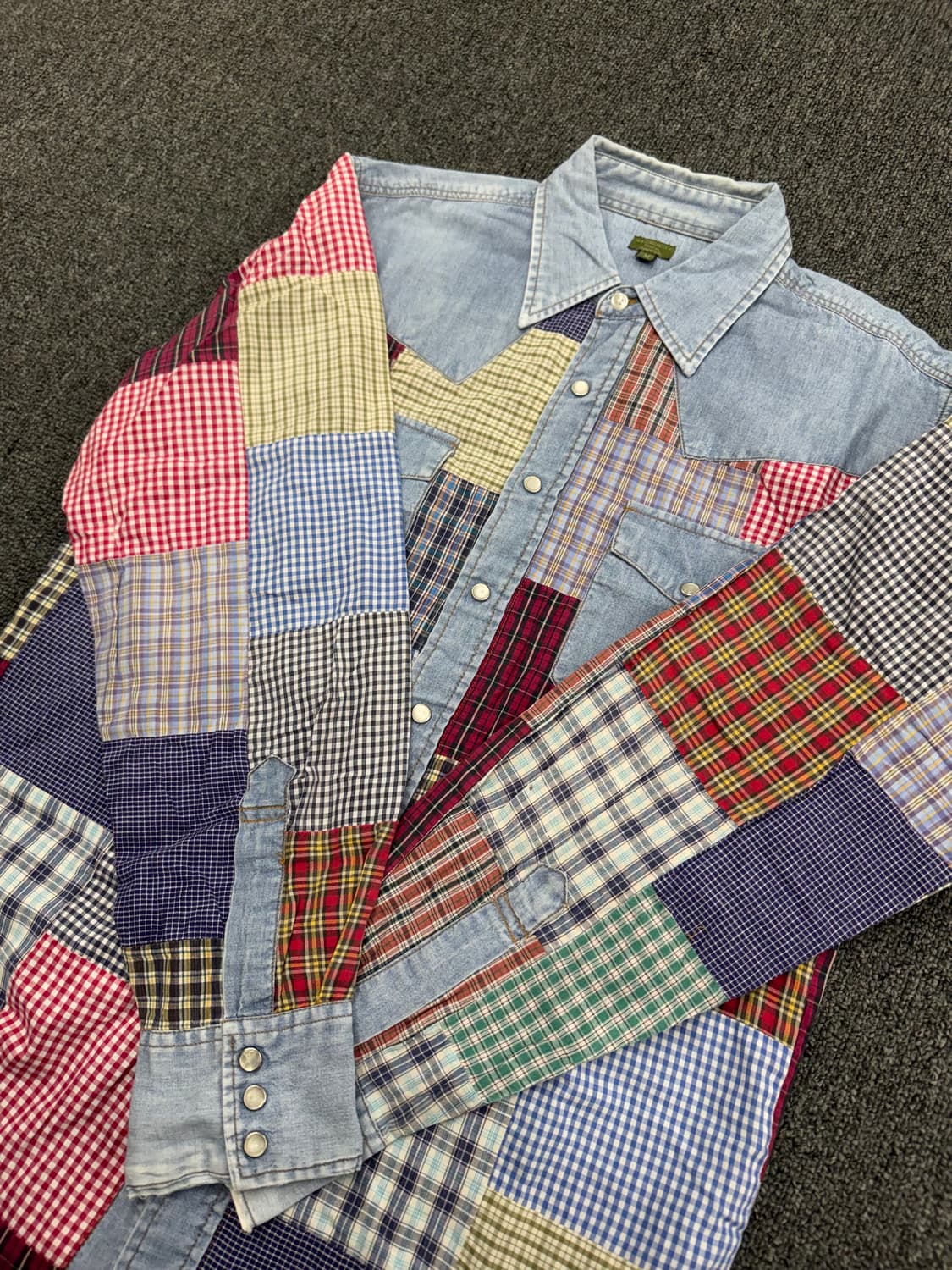 M)CORISCO 빈티지 패치워크 데님 셔츠 상품이미지4