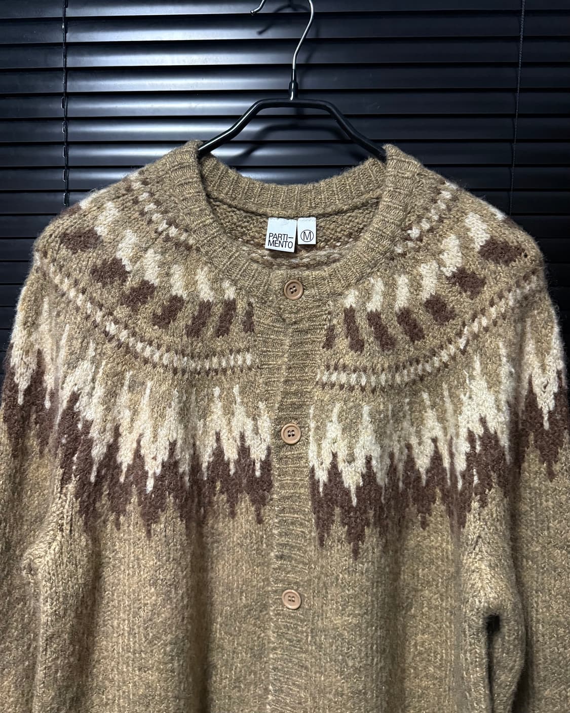 파르티멘토 노르딕 패턴 눈꽃 자카드 베이지 브라운 갈색 가디건 M 95 상품이미지3