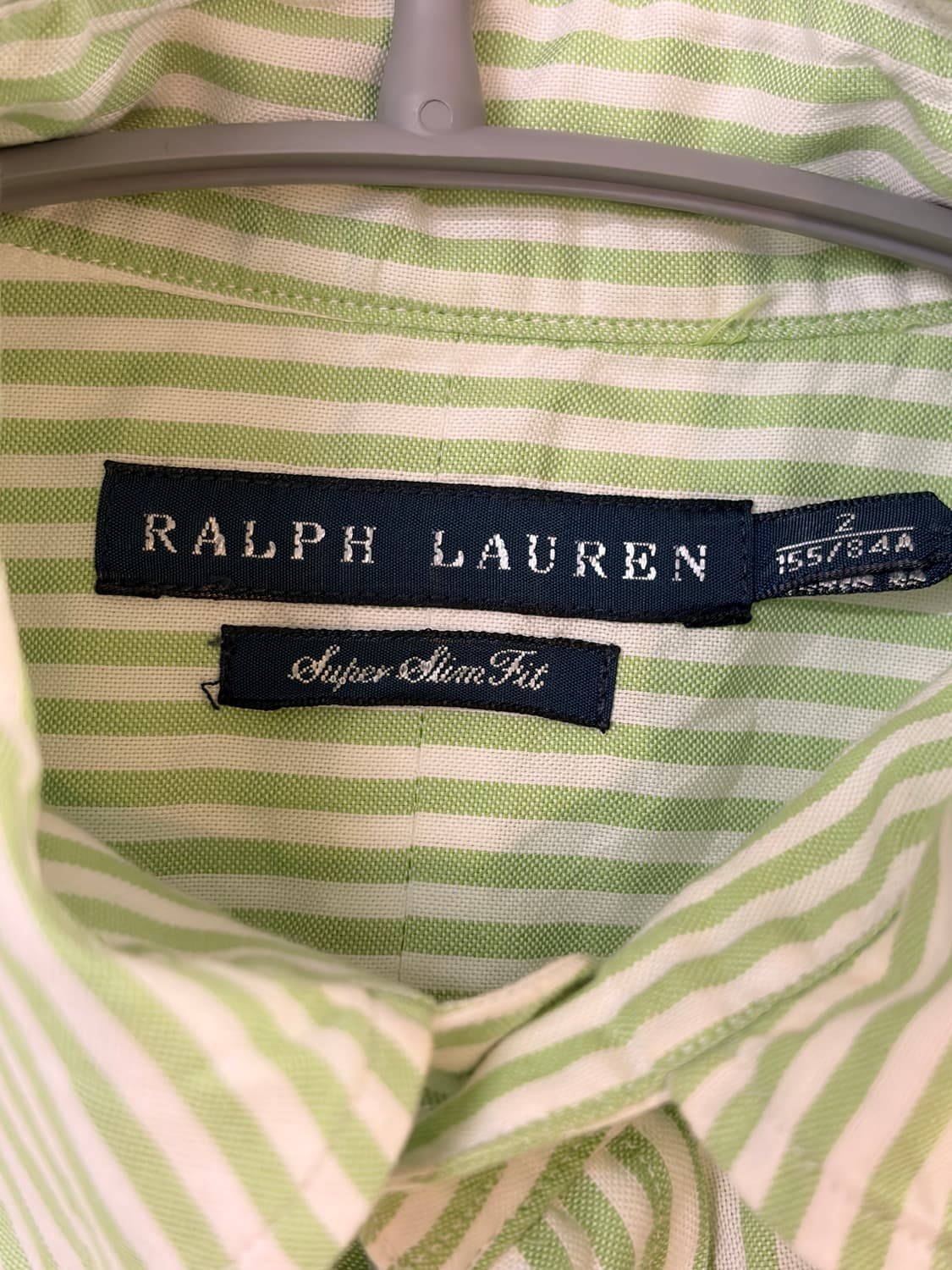 RALPH LAUREN 그린 스트라이프 슬림핏 셔츠 상품이미지3