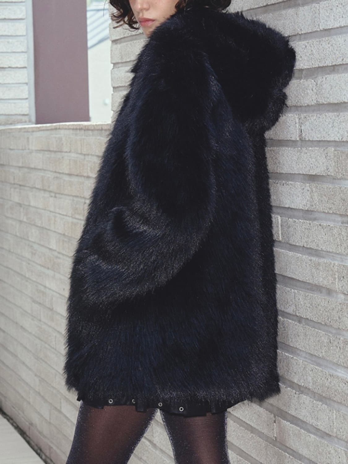 nyxx 후드 퍼 코트 퍼자켓 블랙 상품이미지4