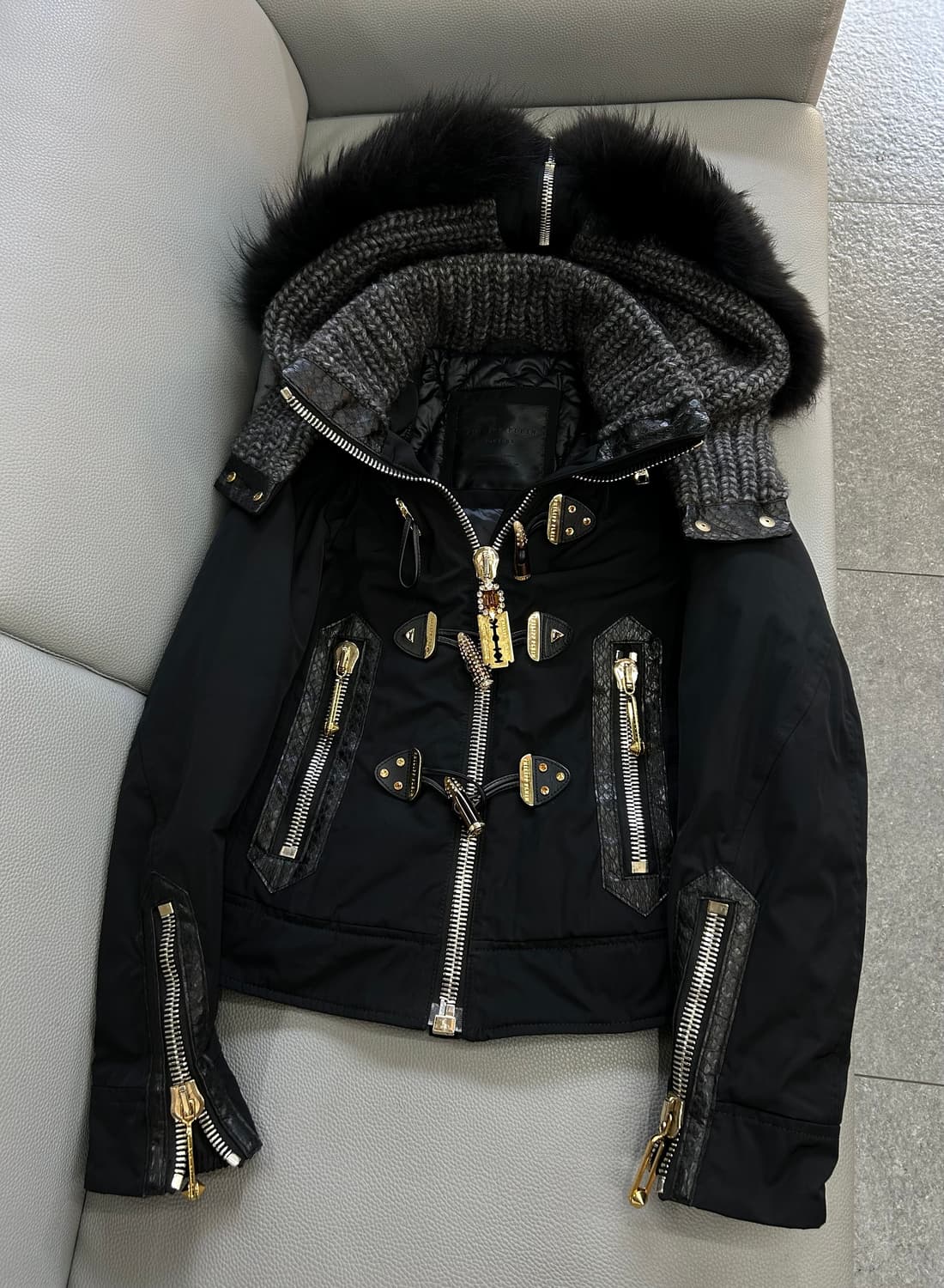 필립 플레인 여성 더플 블랙 라쿤퍼 패딩 자켓(XS) 상품이미지4