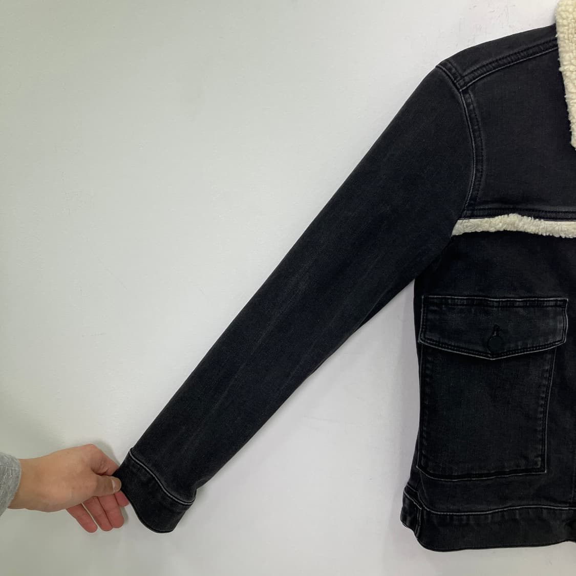 올세인츠 셰르파 칼라 블랙 데님 자켓 36 상품이미지6