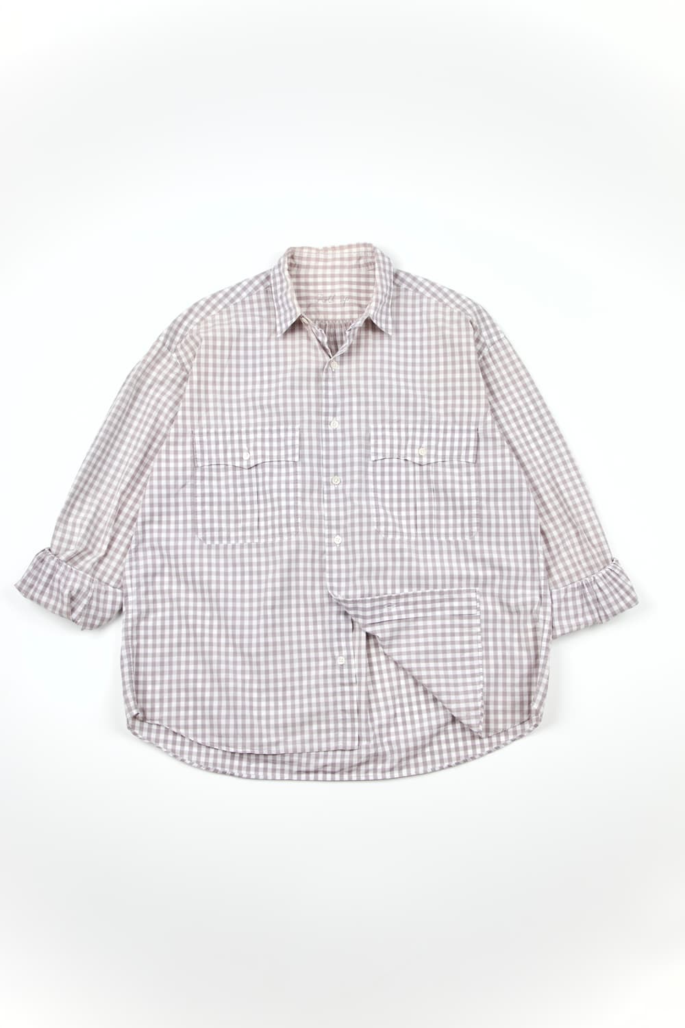 Porter classic 롤업 깅엄 체크셔츠 그레이 상품이미지2