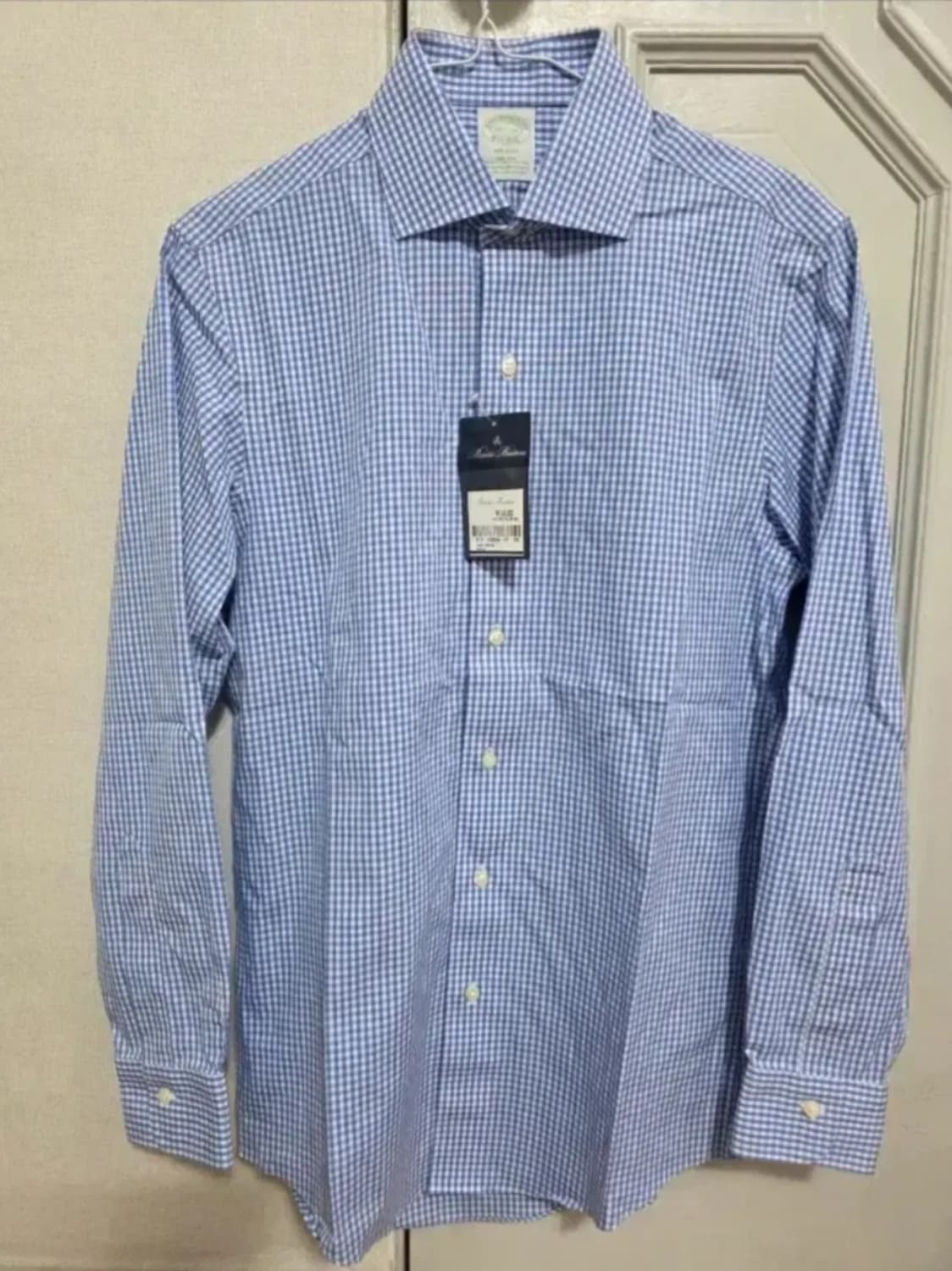 [새제품] 브룩스브라더스 스트레치 블루 깅엄 체크 셔츠 상품이미지1