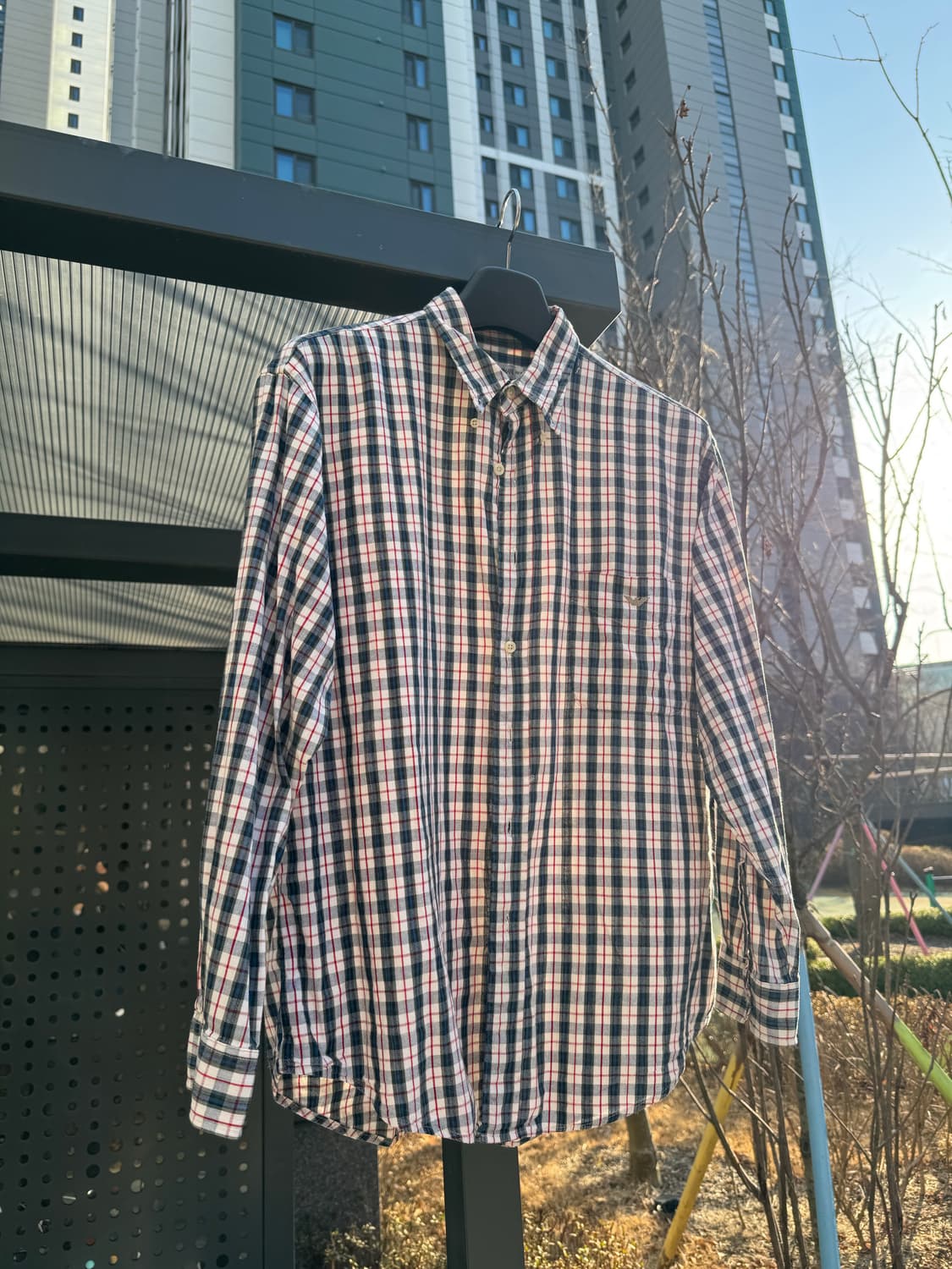 90s-00s엠포리오 아르마니 체크셔츠 상품이미지1