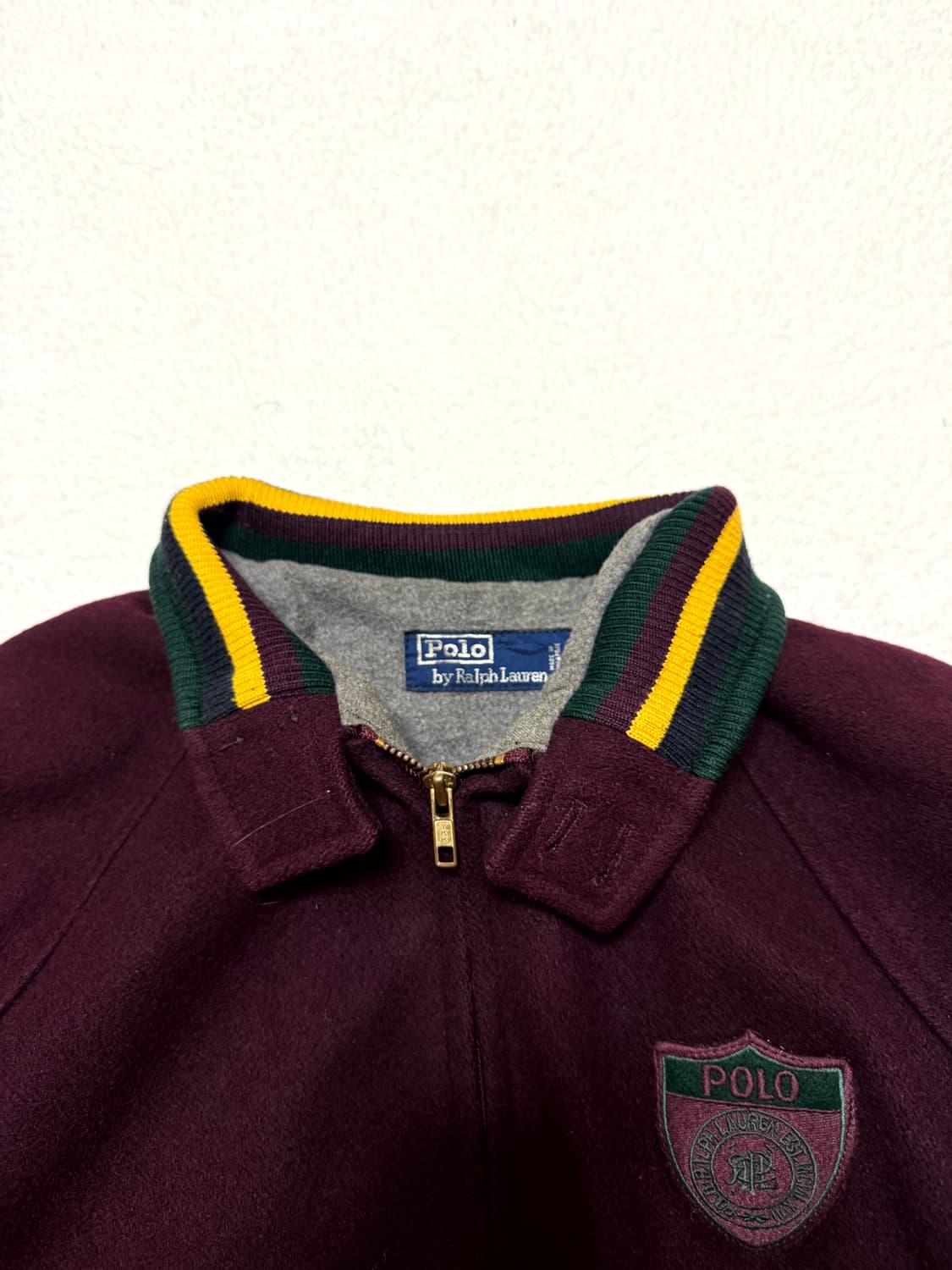 폴로 랄프로렌 90’s RL 쉴드 패치 버건디 바라쿠타 울 자켓 L 상품이미지7