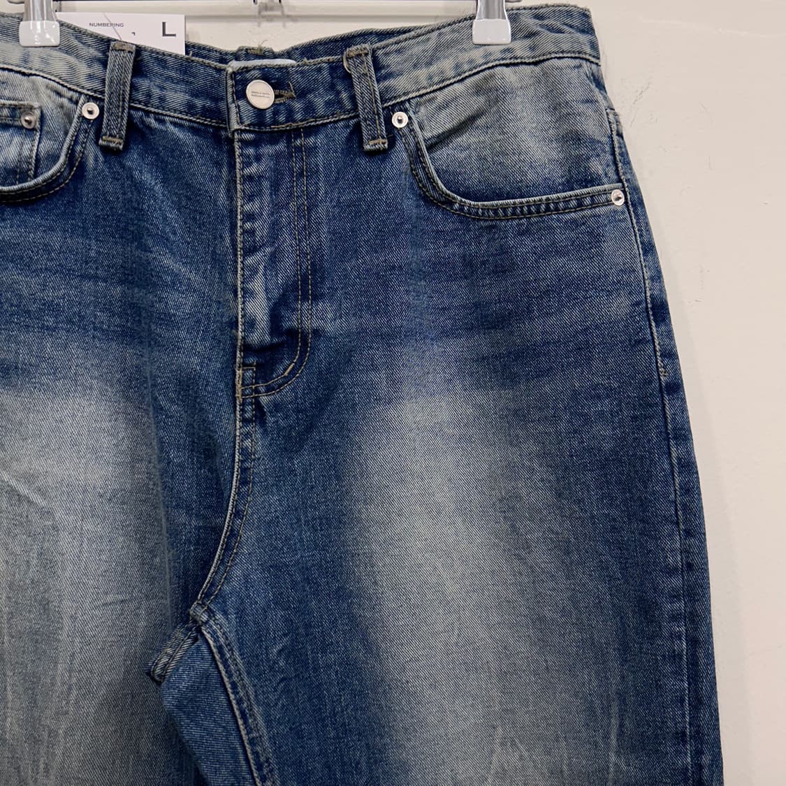 데님 리서치랩 와이드핏 워시드 중청 데님팬츠 상품이미지1