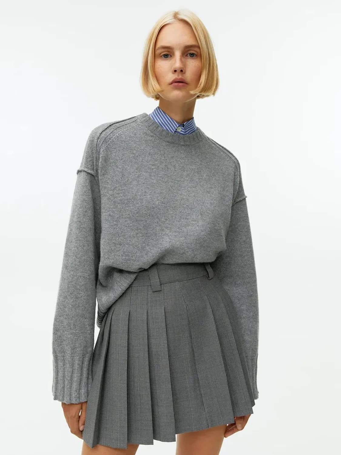 Arket 아르켓 그레이 플리츠 미니 스커트 새상품 38사이즈 상품이미지1