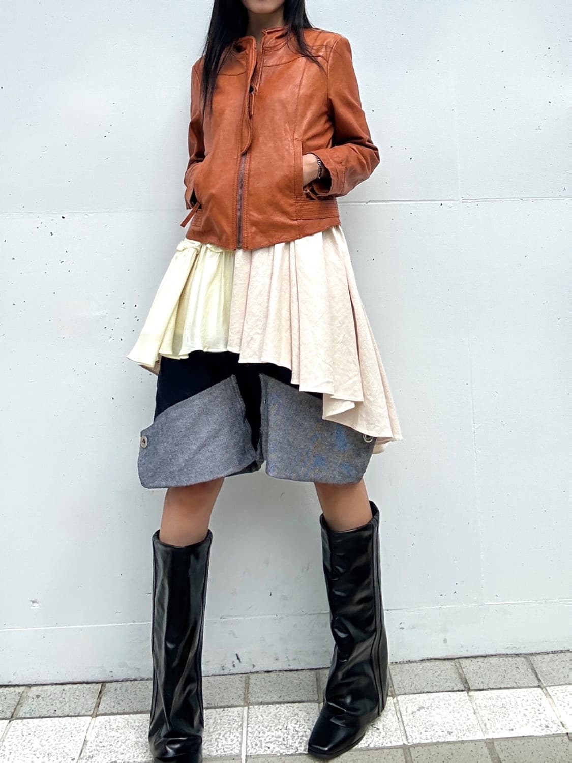 CROCODILE LADIES leather jacket / orange 상품이미지7