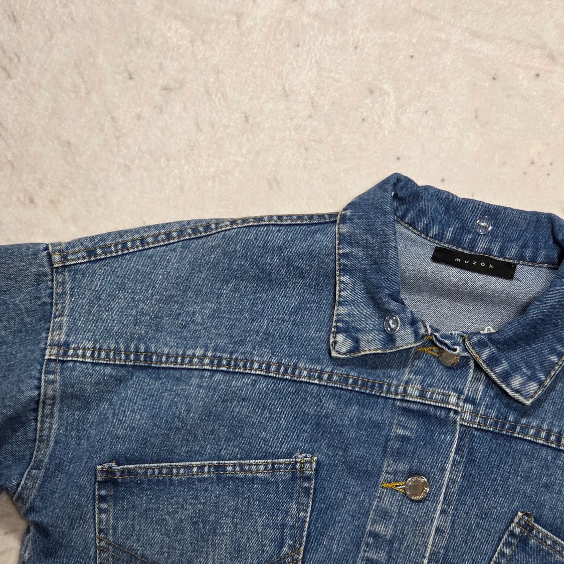 빈티지 중청 백버튼 크롭 데님자켓 상품이미지3