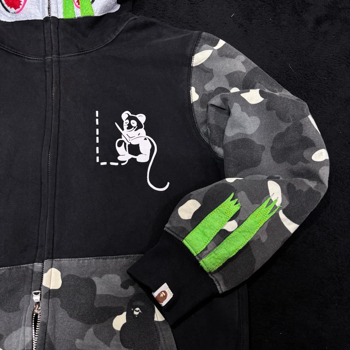 M 베이프 BAPE 흑계 판다 샤크 후드집업 상품이미지3