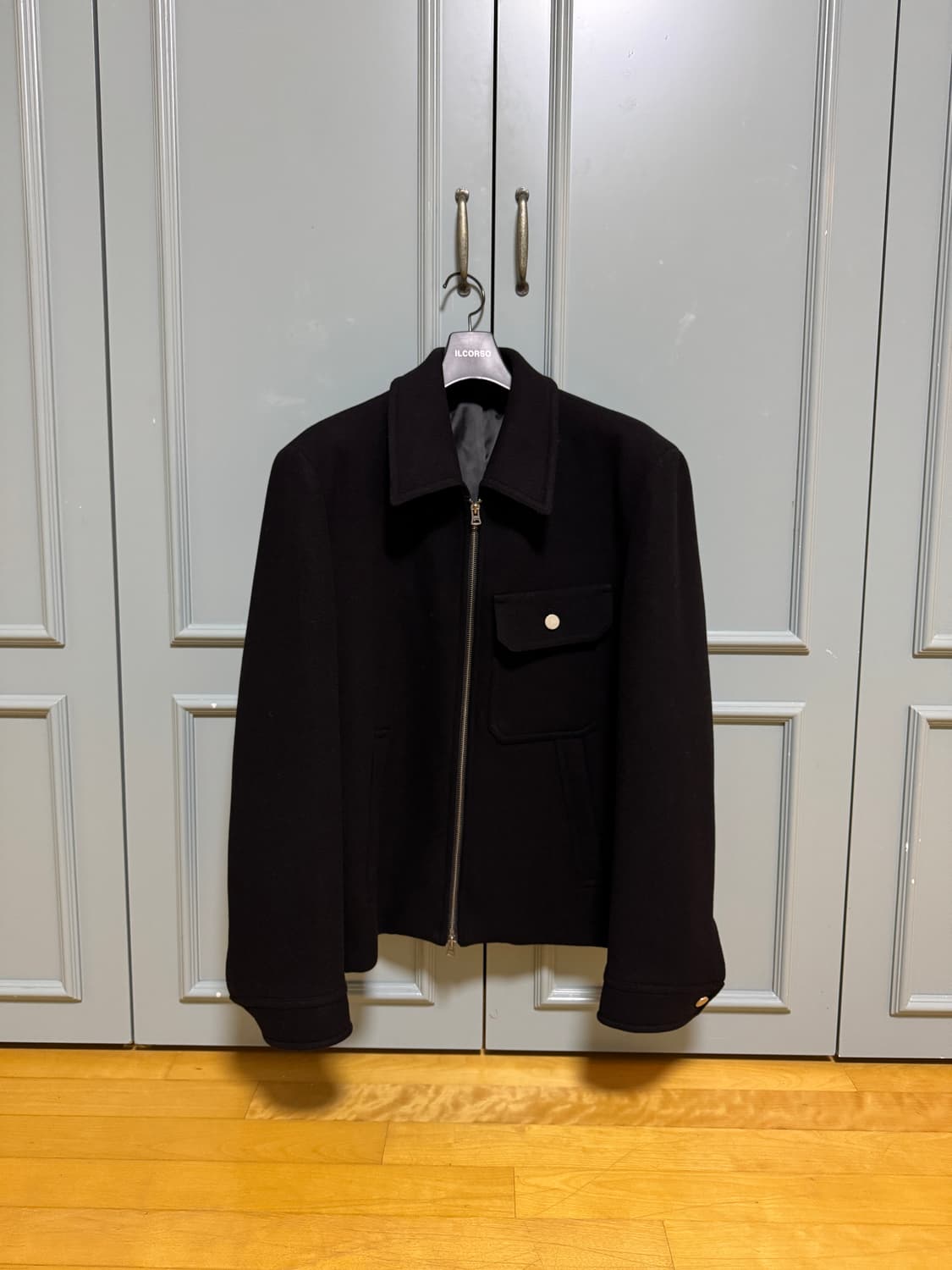 일꼬르소 슬랜트 포켓 스윙 블루종 자켓 집업 블랙 XL 새상품급 상품이미지1