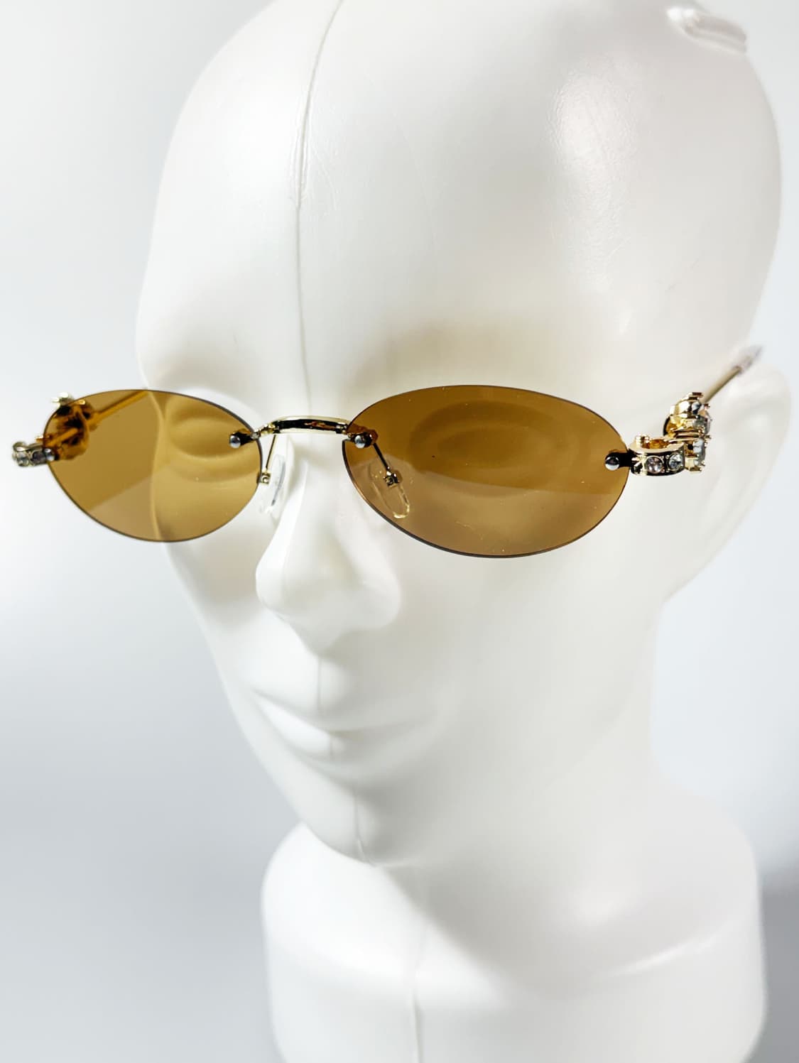 90s 무테 오벌 골드 메탈 프레임 빈티지 틴트 선글라스 상품이미지9